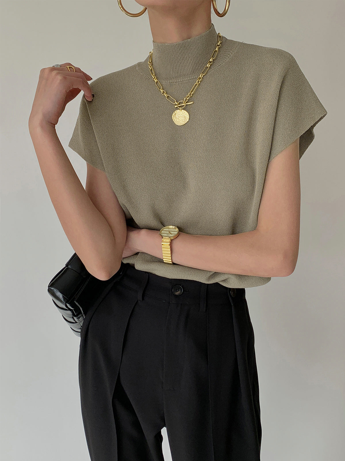 Michelle | Women's Mock Neck Short Sleeve Casual Top