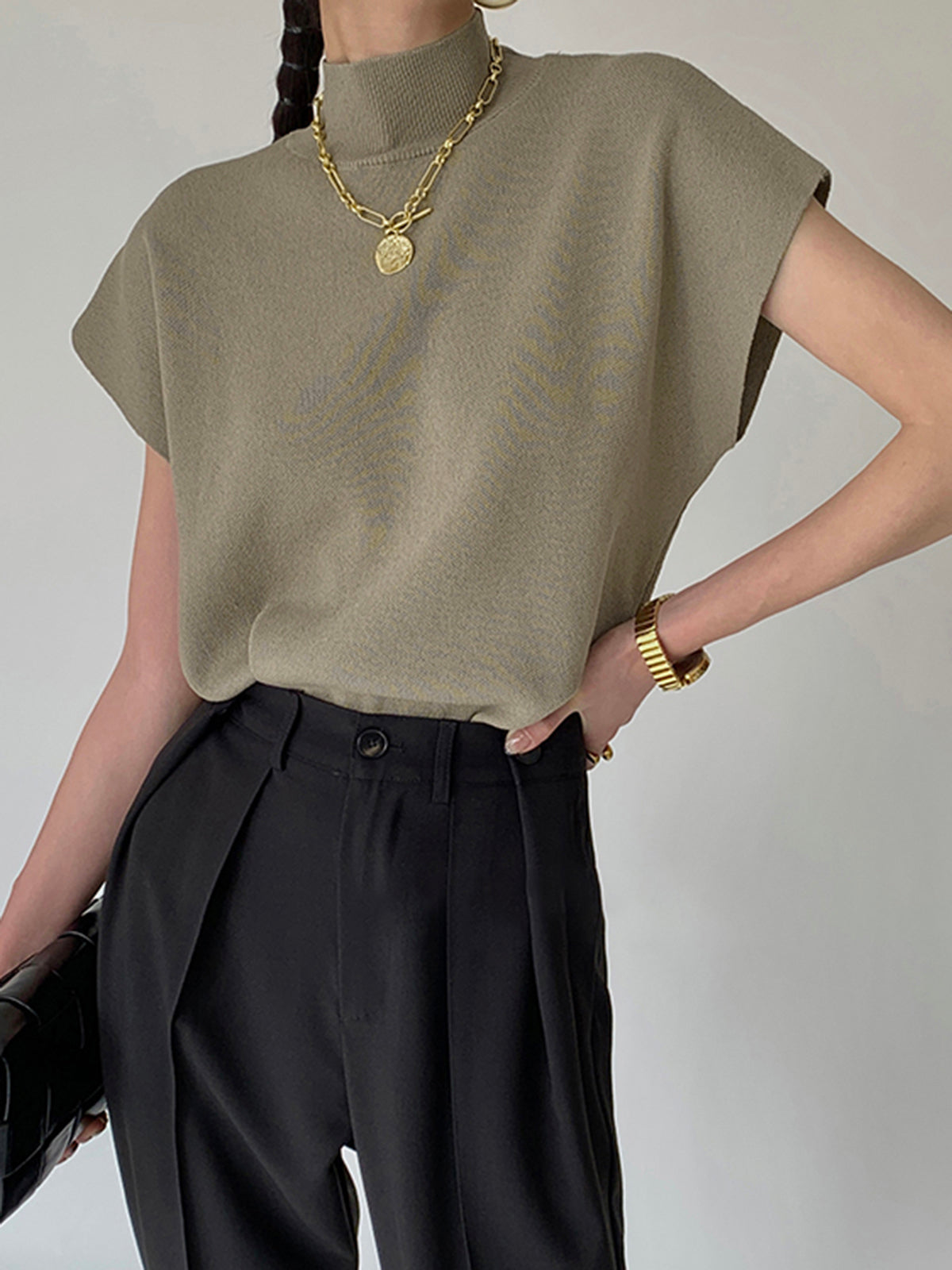 Michelle | Women's Mock Neck Short Sleeve Casual Top