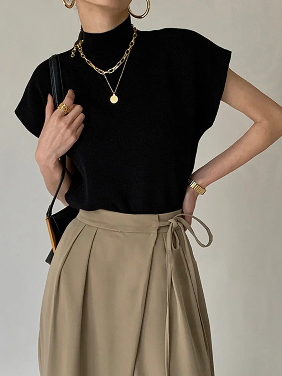 Claire | Women's Mock Neck Short Sleeve Casual Top