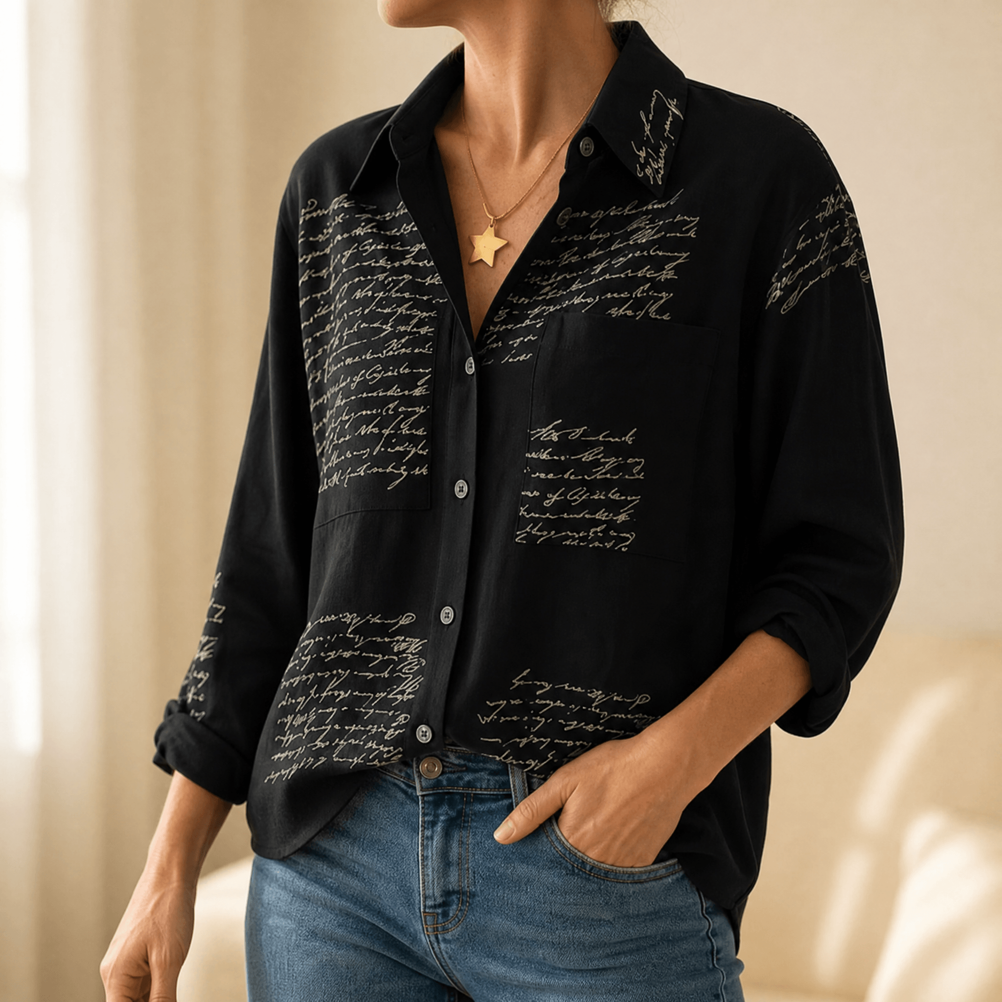Letterelle – Handwritten Script Viscose Blouse