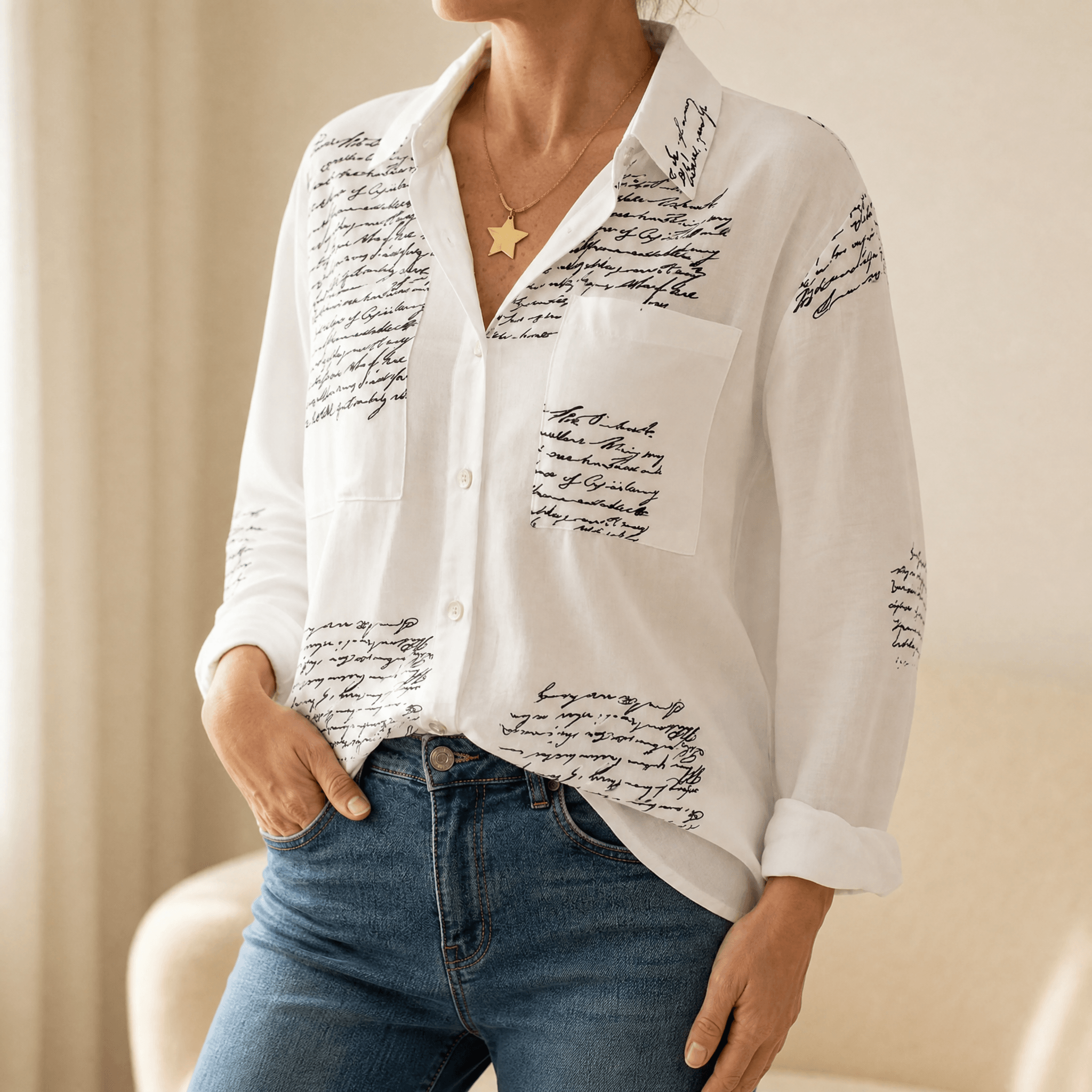 Letterelle – Handwritten Script Viscose Blouse
