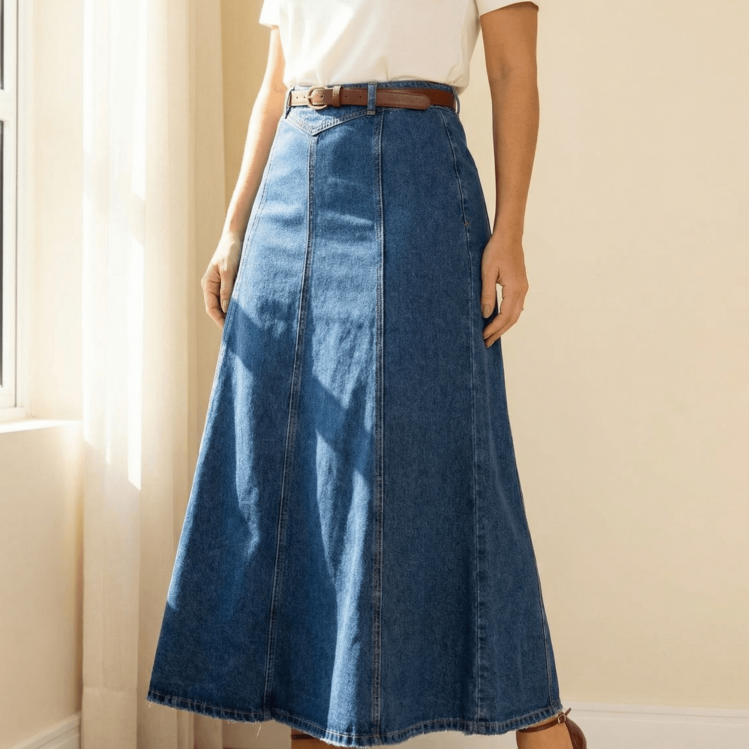 Levara – Flattering High Waist Denim Maxi Skirt