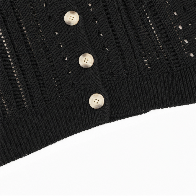 Lianora – Short Sleeve Open Knit Button Cardigan for Women