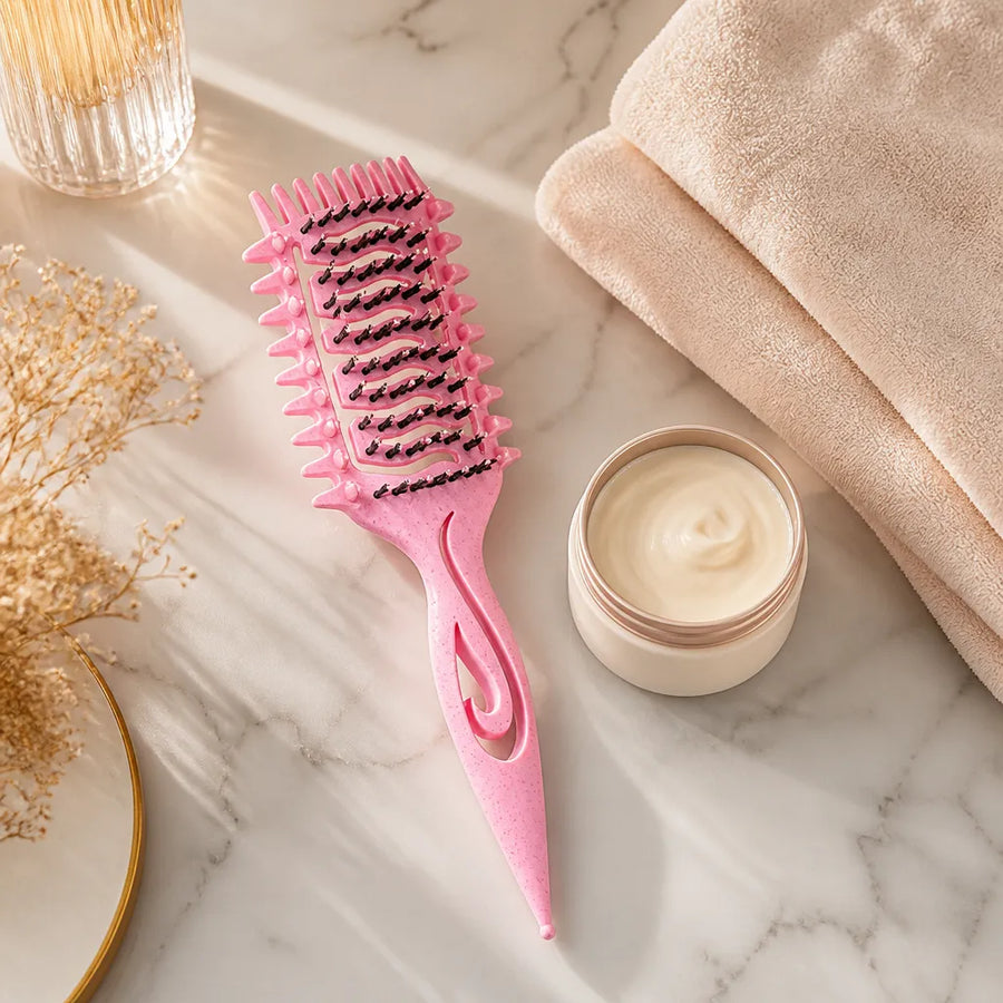 Curliza – Ventilated Curly Hair Brush with Boar Bristles for Defined Ringlets