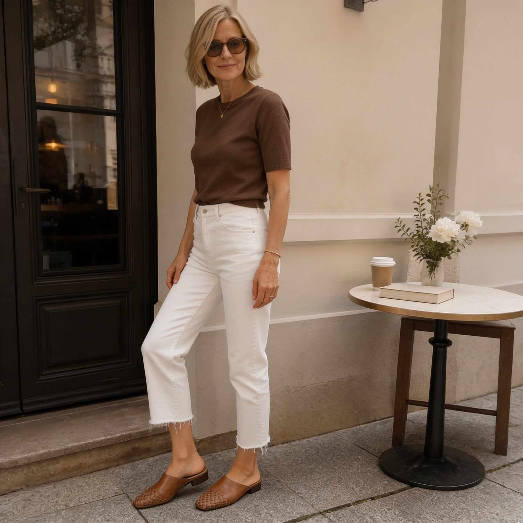 Archella – Woven Leather Arc-Vamp Slip-On Mules