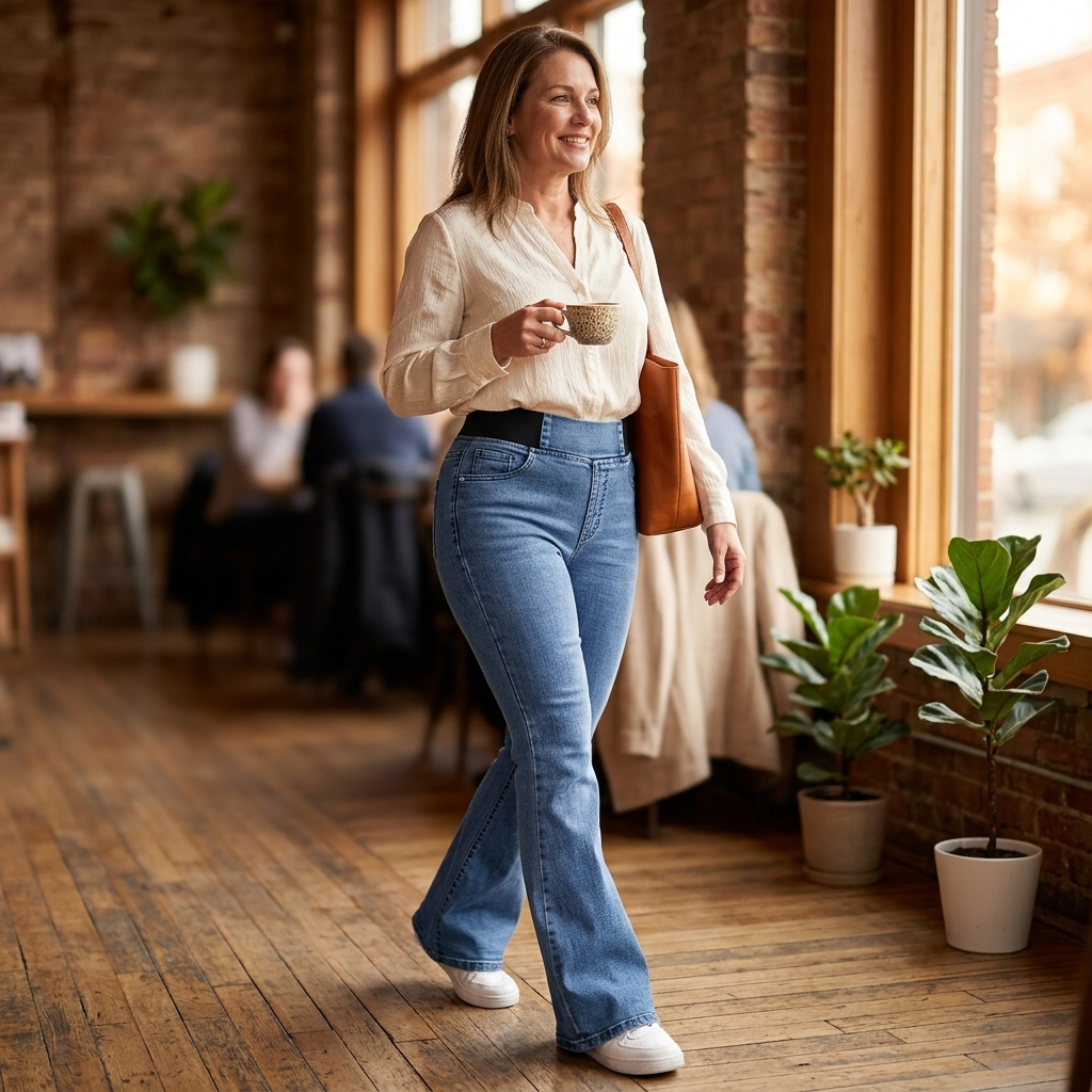 Curvela – Women's High Waist Stretch Flare Jeans
