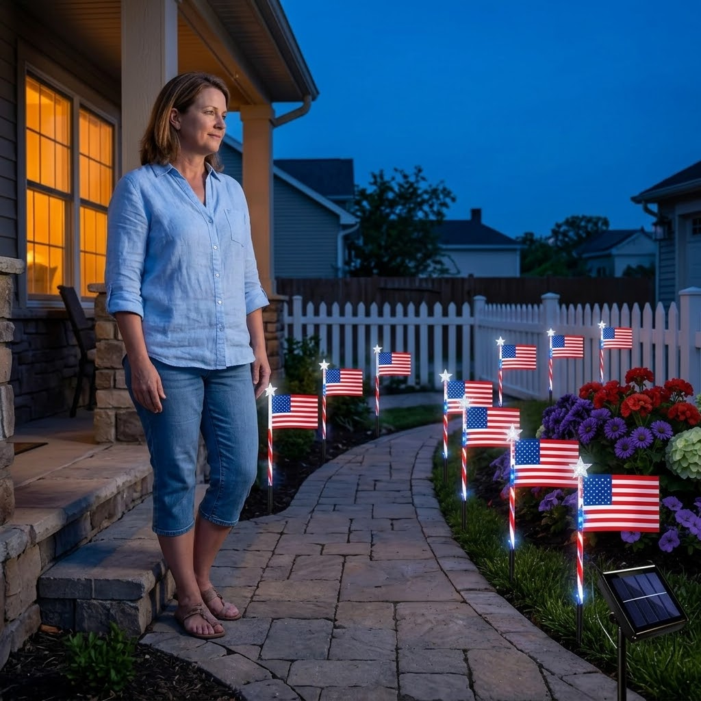 Glorimora – Solar American Flag Pathway Lights