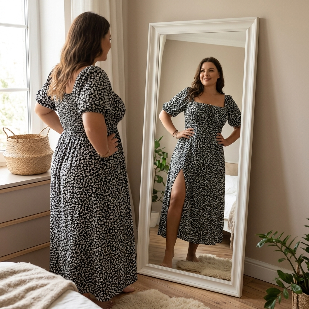 Floressa – Flattering Floral Midi Dress with Side Slit