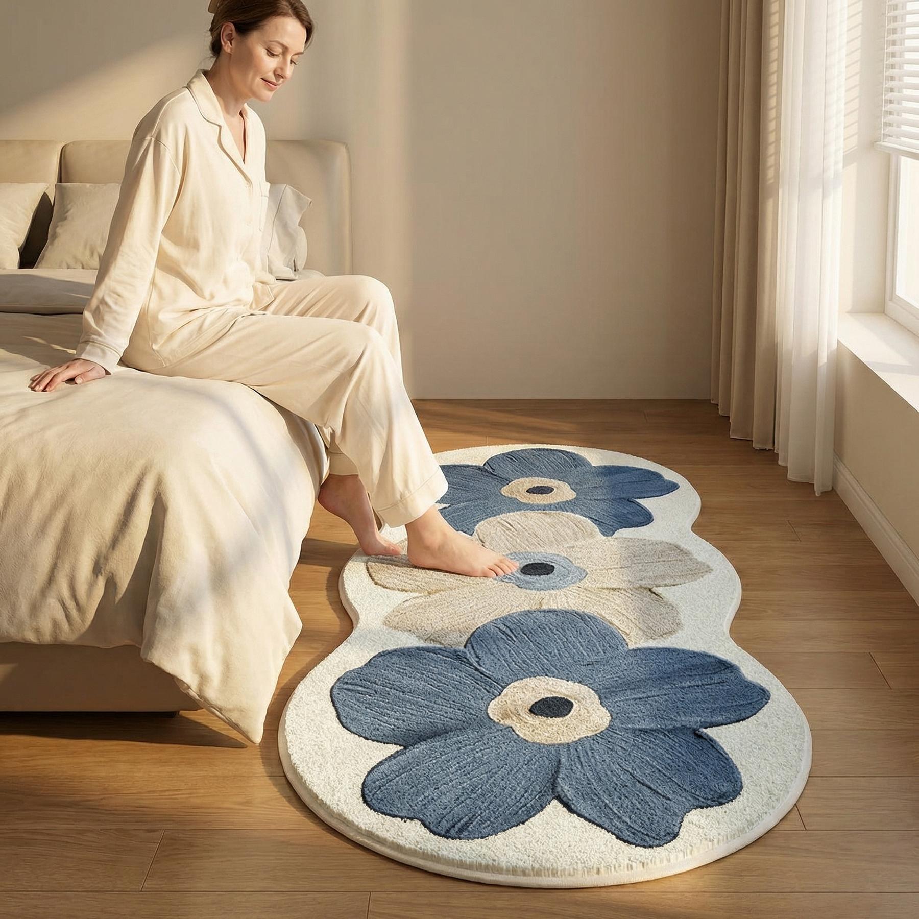 Bloomora – Sculpted Floral Accent Rug