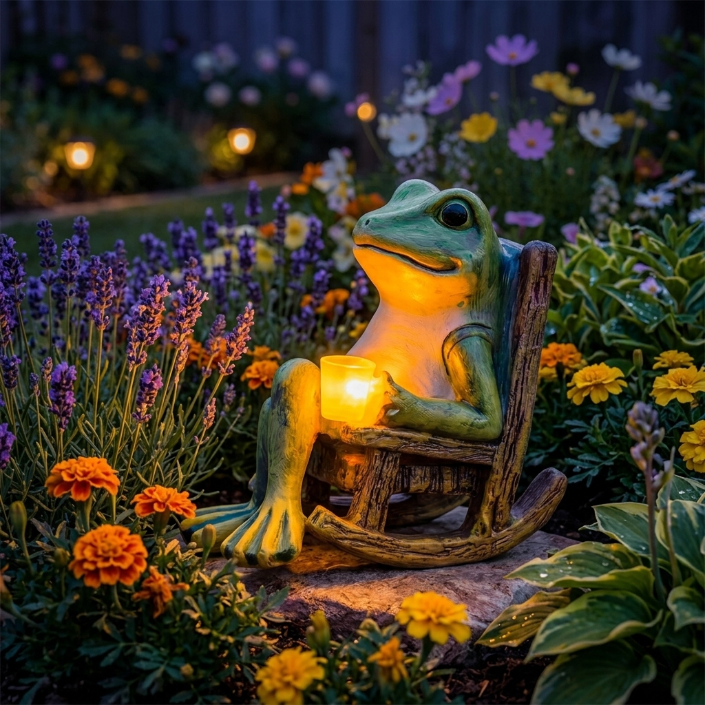 Glowfrog - Glowing Garden Frog in Rocking Chair