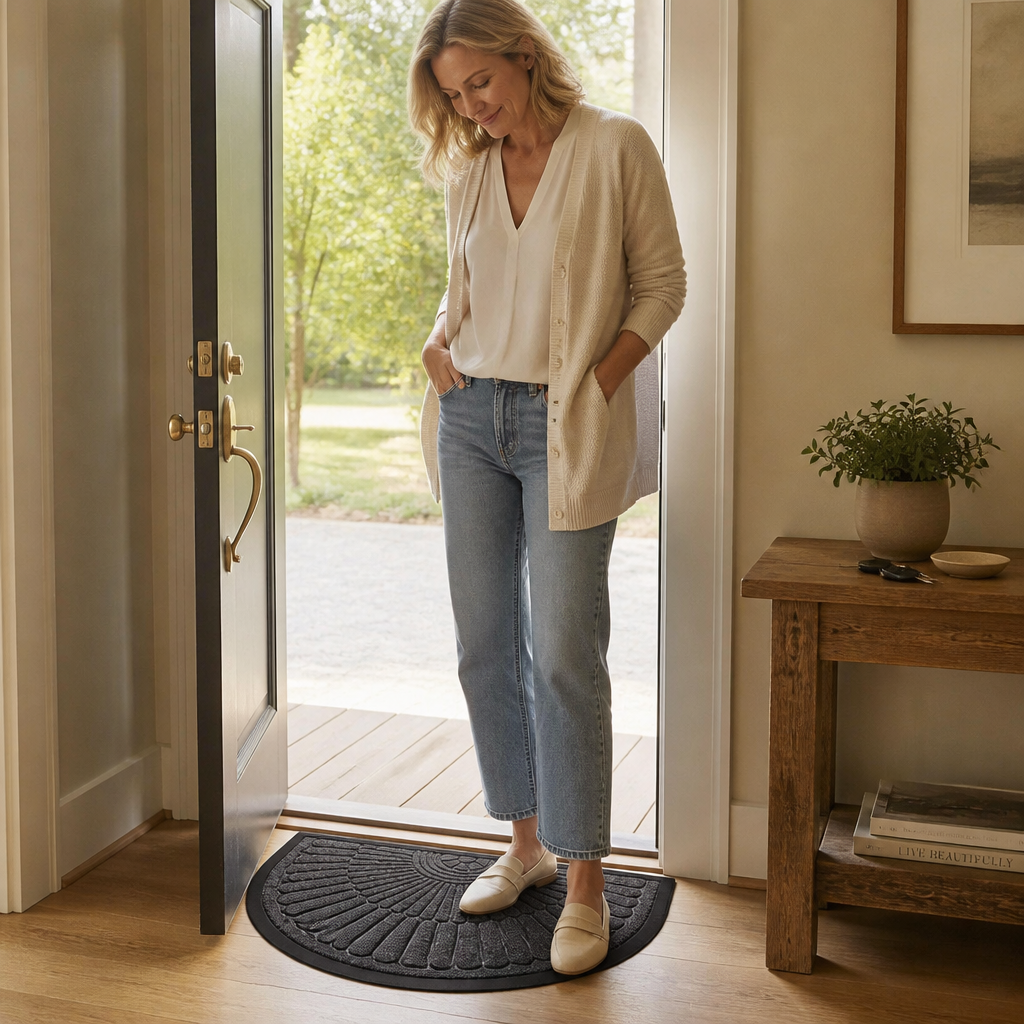 Curvella – Semi-Circular Non-Slip Entryway Door Mat