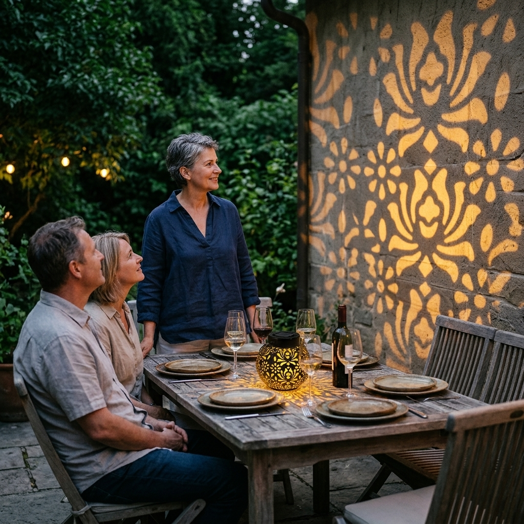 Lumivine – Solar Hanging Lantern with Floral Shadow Art