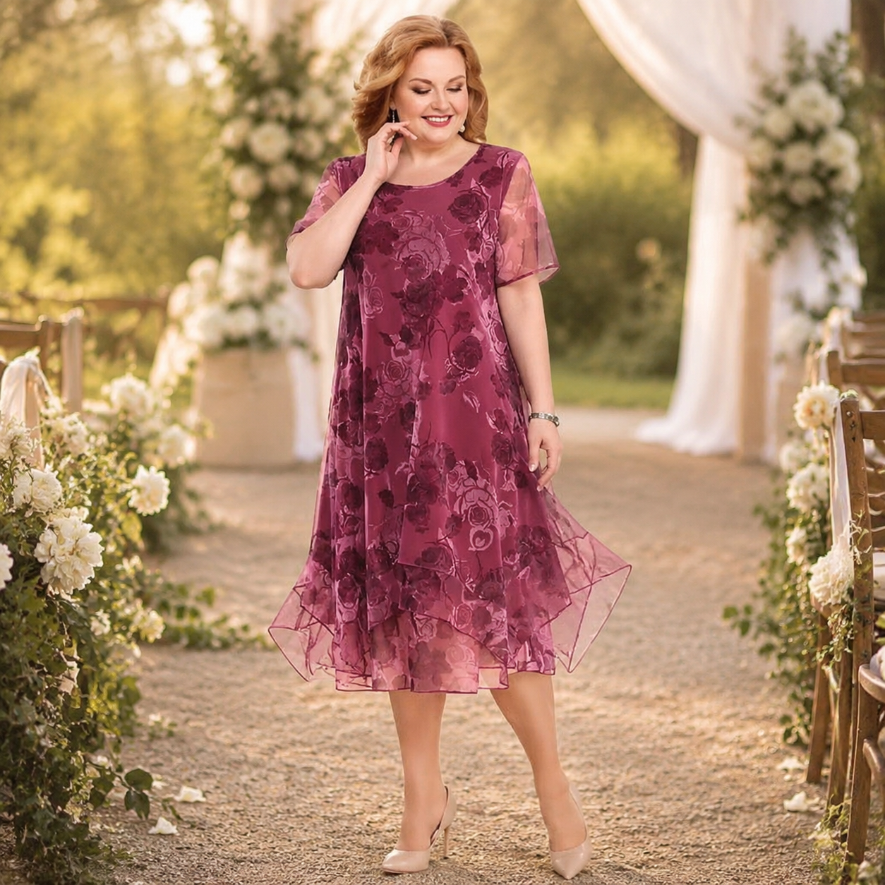 Florenza – Women's Layered Chiffon Floral Dress