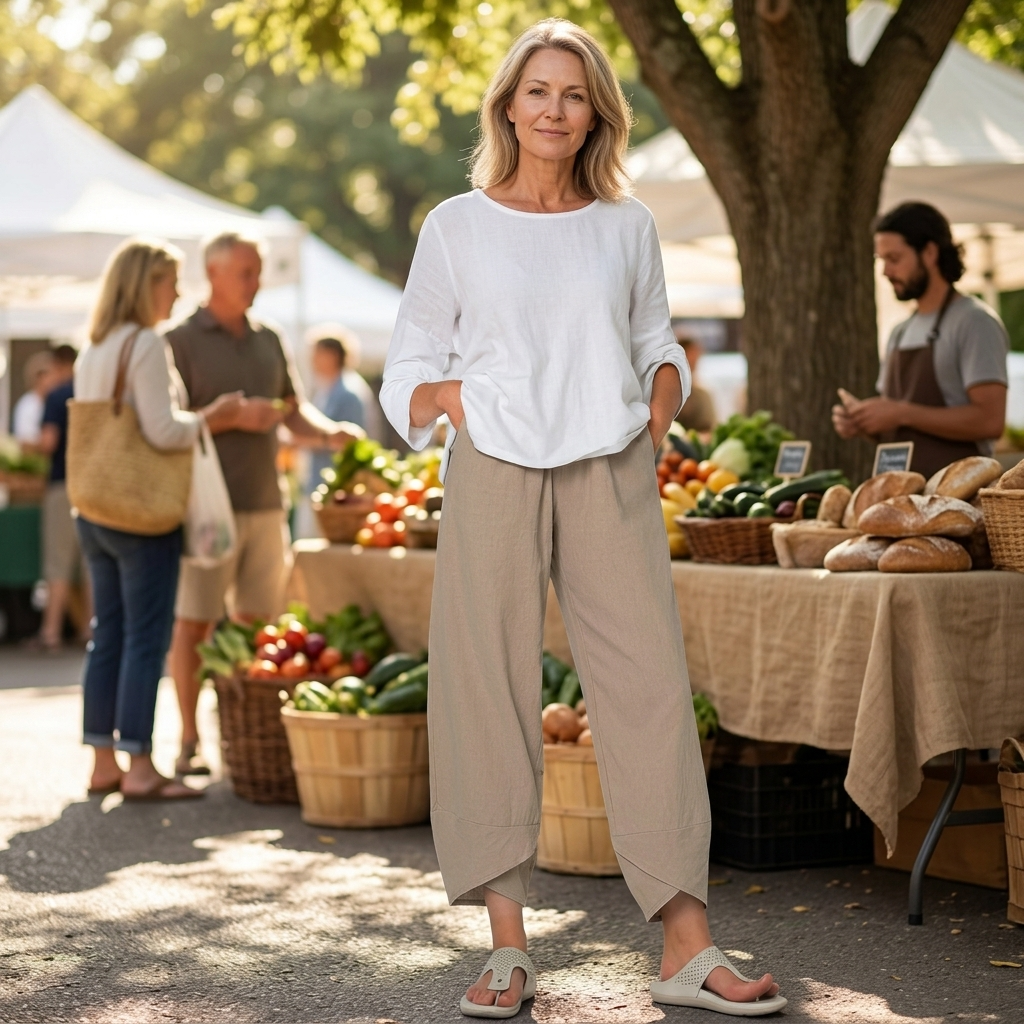 Brezia – Women's Asymmetric Linen Blend Cropped Pants