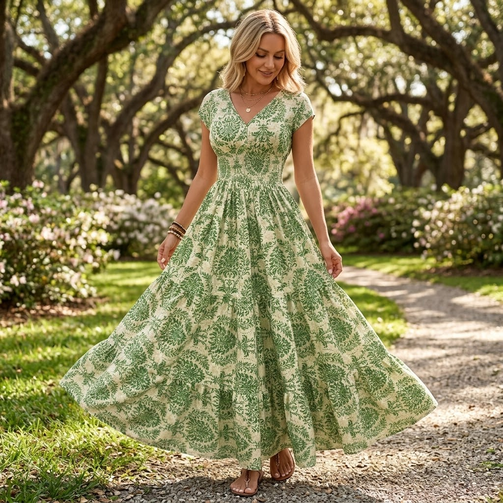 Florenza – Women's Smocked Floral Maxi Dress