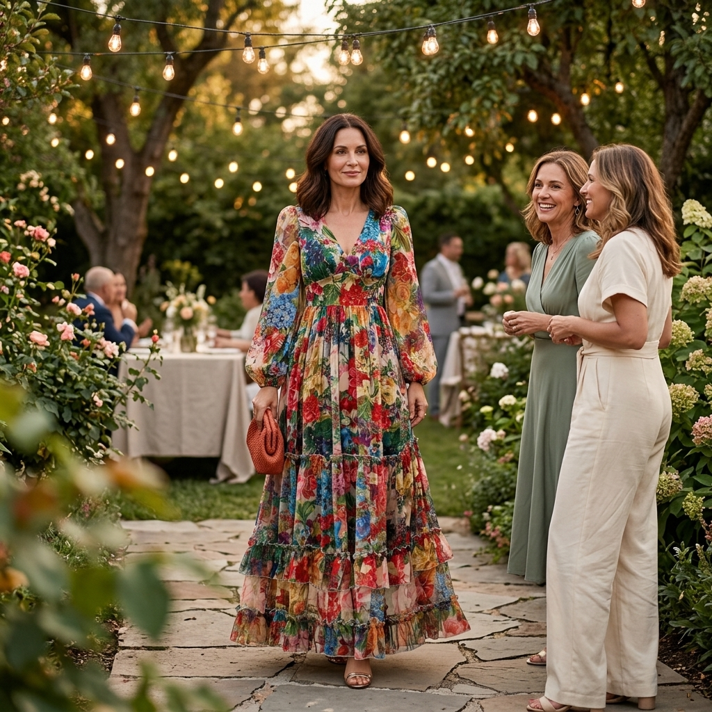 Floressa – Women's Tiered Floral Maxi Dress with Lantern Sleeves