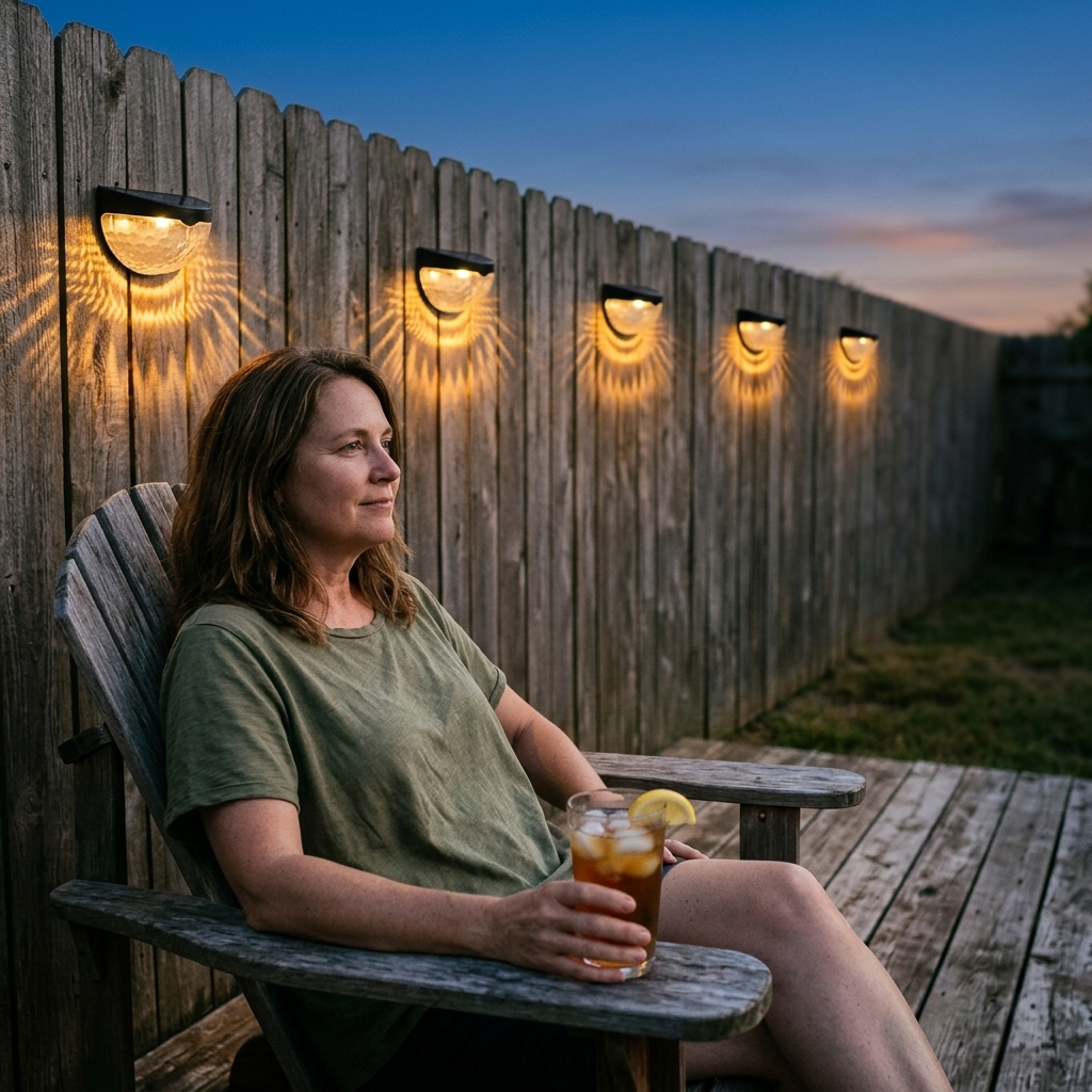 Lumora – Decorative Solar Fence Lights with Warm Scallop Glow (6-Pack)