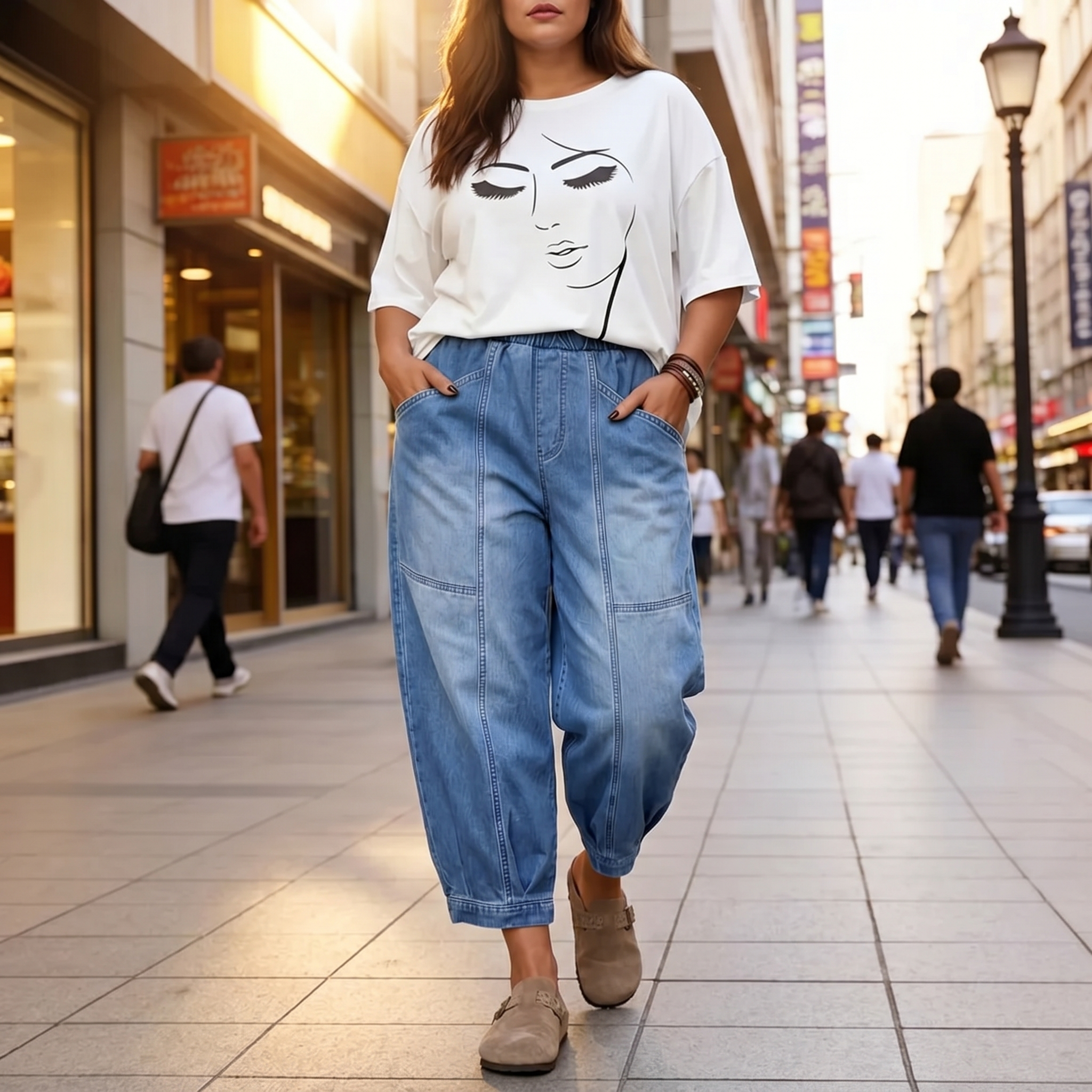 Loméa – Women's Relaxed Elastic Waist Denim Trousers