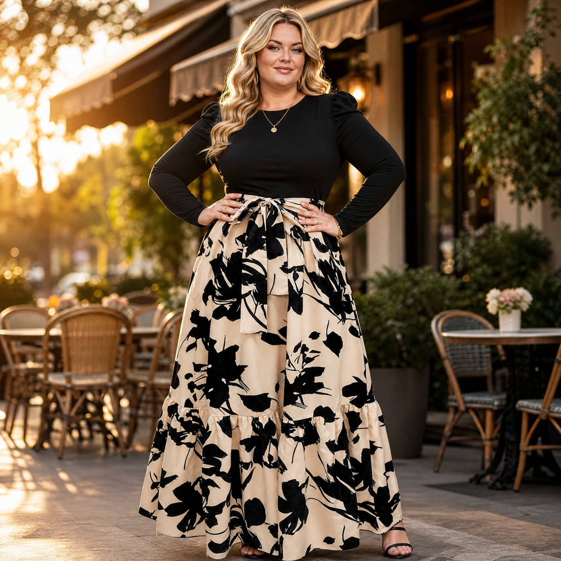 Florenza – Women's Floral Tie-Waist Maxi Dress