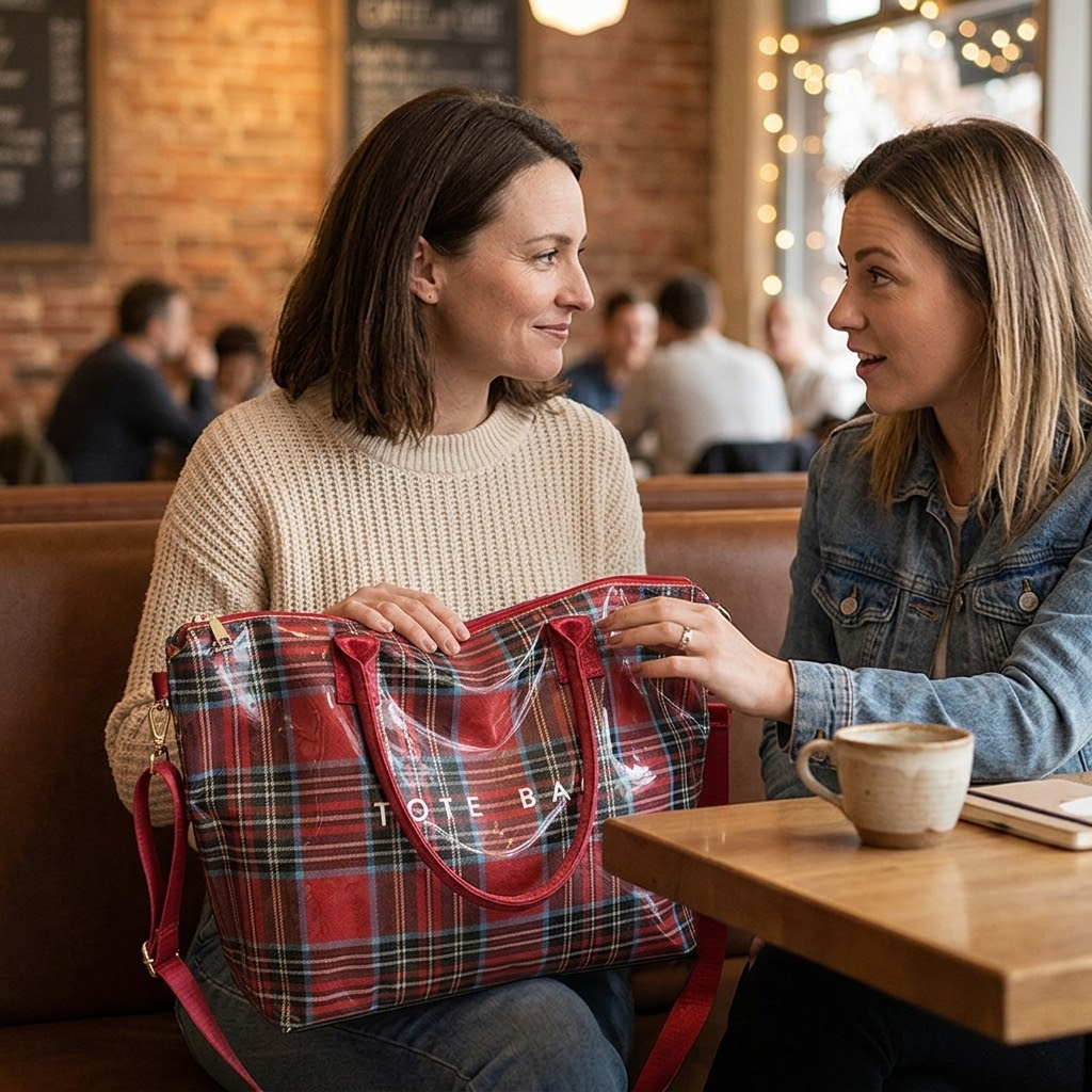 Carroway – Glossy Checkered Tote Bag