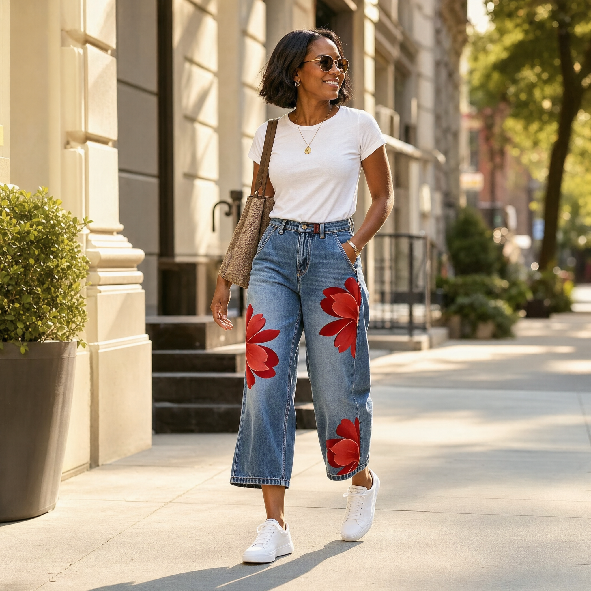 Florenza – Women's Bold Floral Wide-Leg Jeans