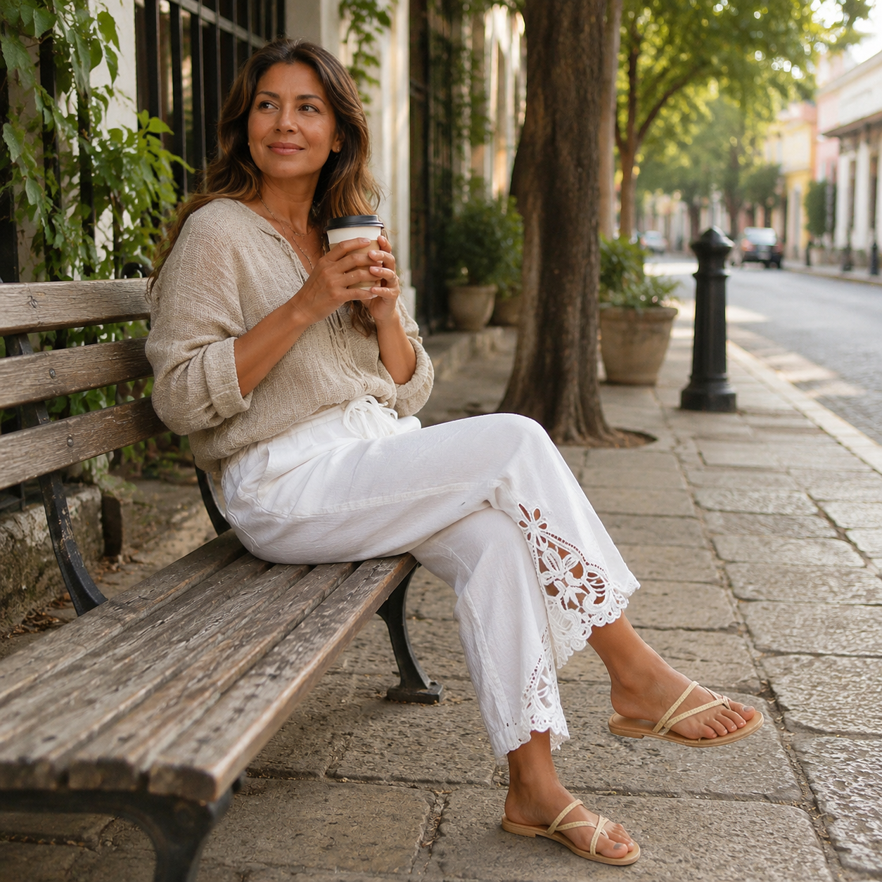 Liora – Women's Lace Trim Drawstring Comfort Pants