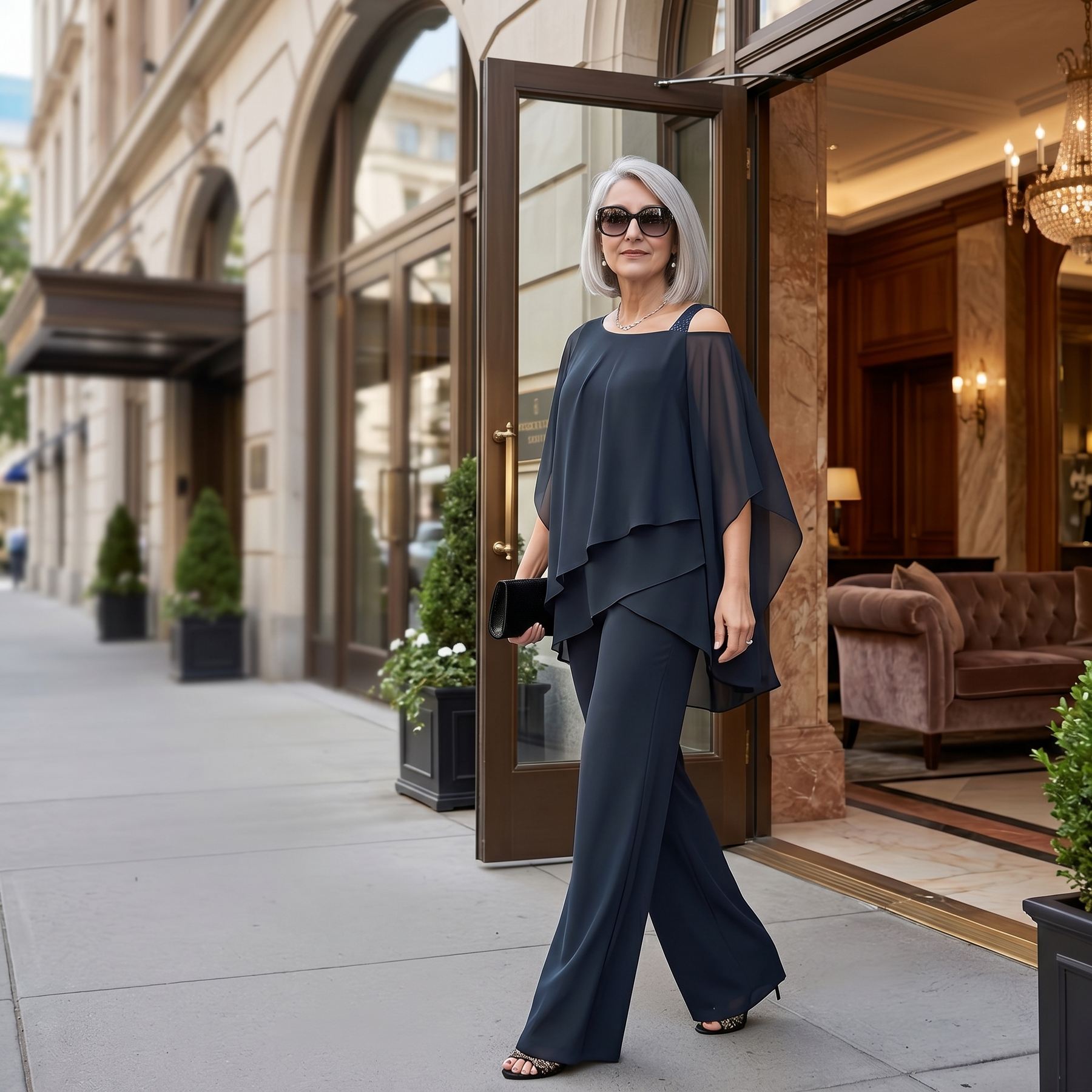 Élora – Women's Asymmetric Chiffon Two-Piece Set