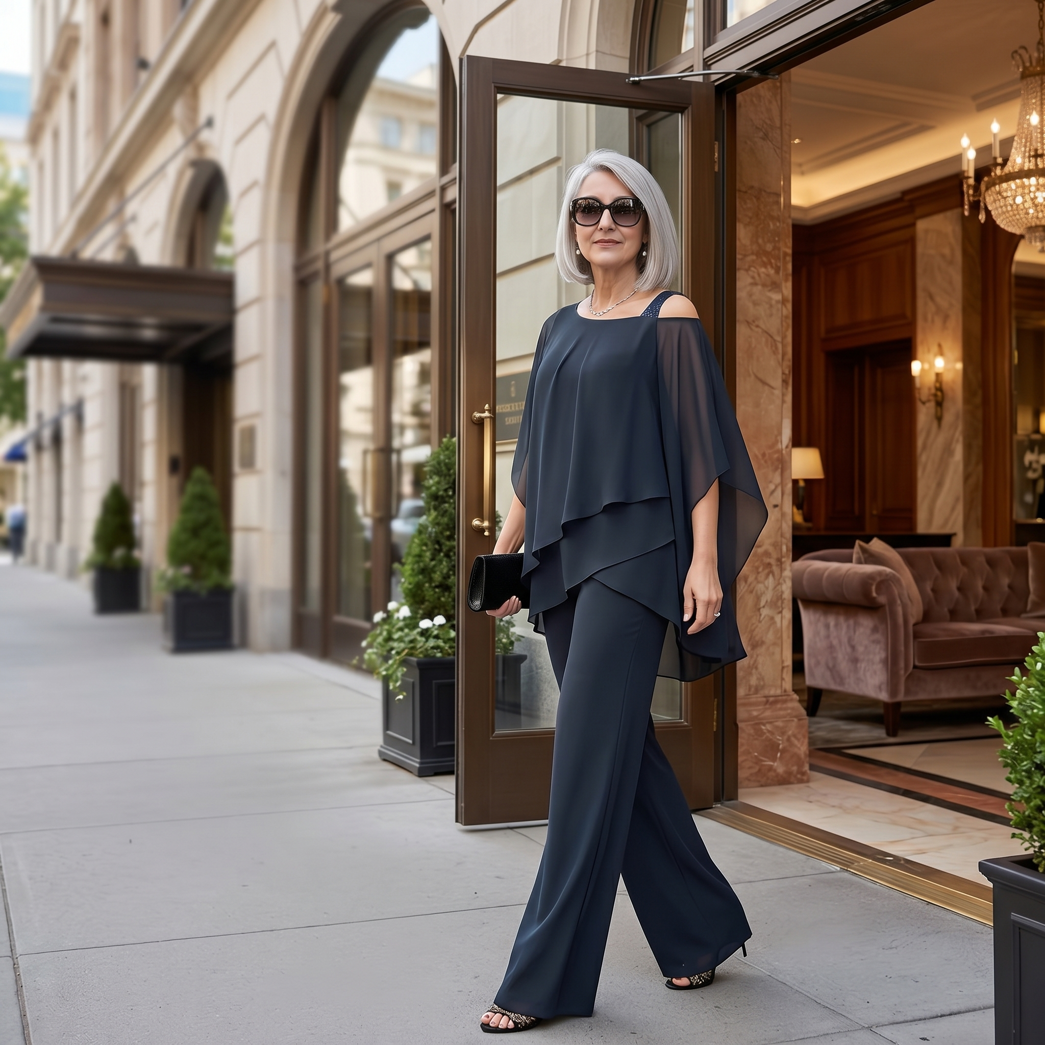 Élora – Women's Asymmetric Chiffon Two-Piece Set