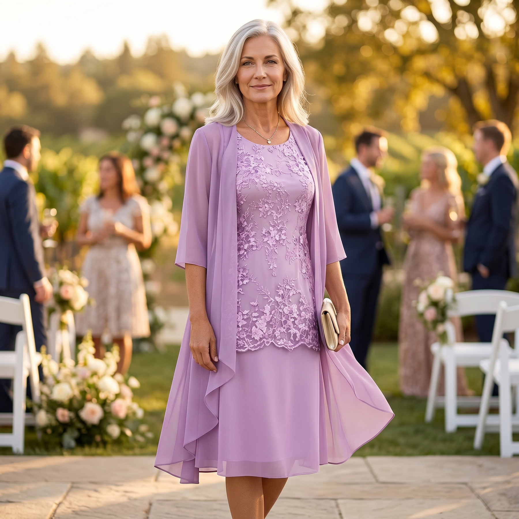 Florenza – Women's Elegant Lace and Chiffon Dress Set