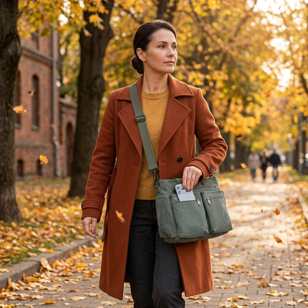 Clovera – Multi Pocket Corduroy Shoulder Bag