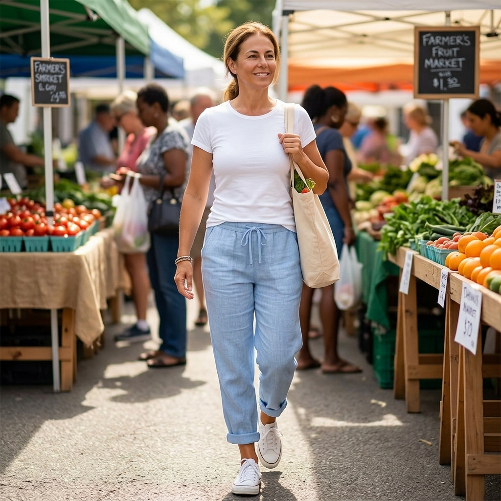 Lunara – Women's lightweight linen look summer pants
