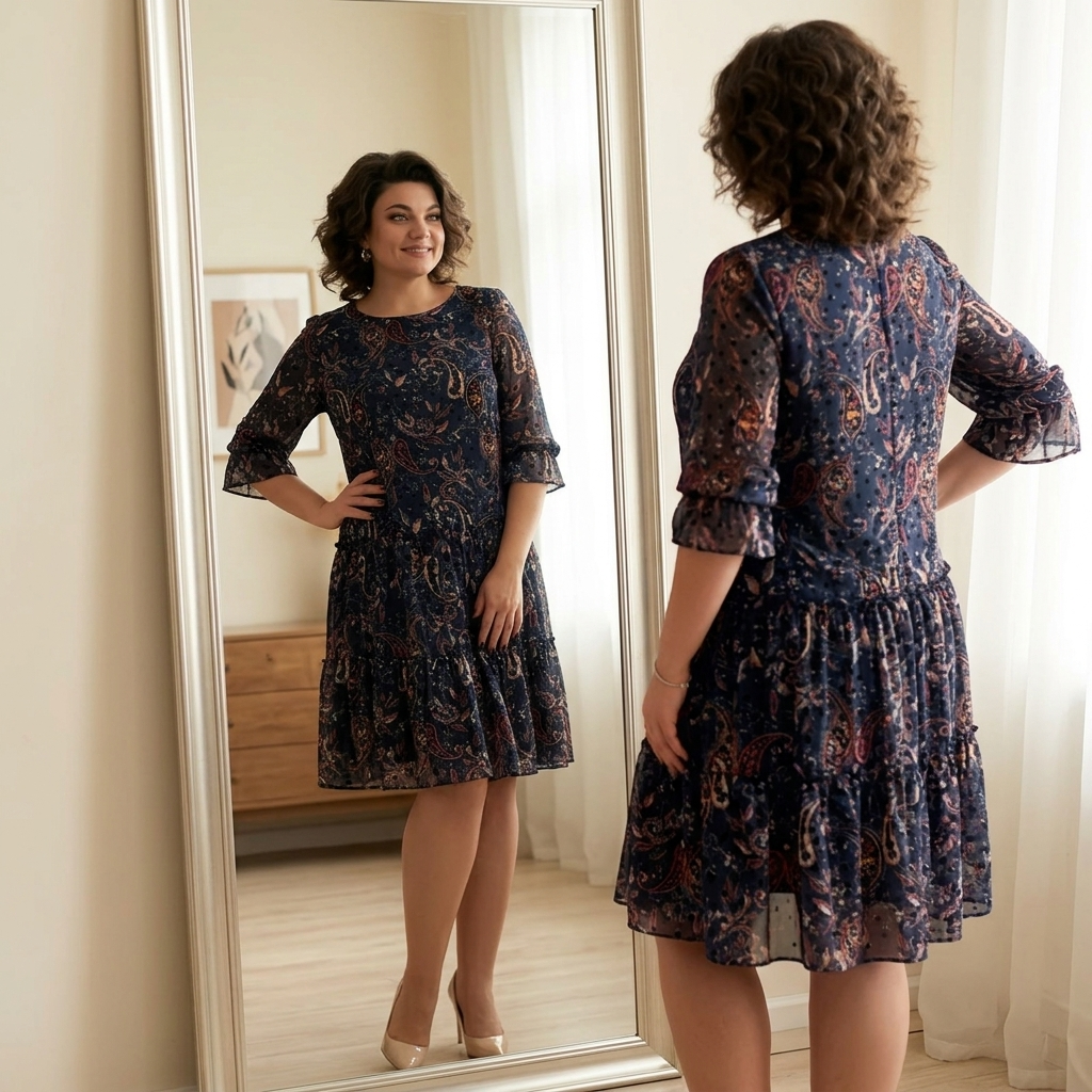 Floressa – Women's Tiered Chiffon Paisley Midi Dress