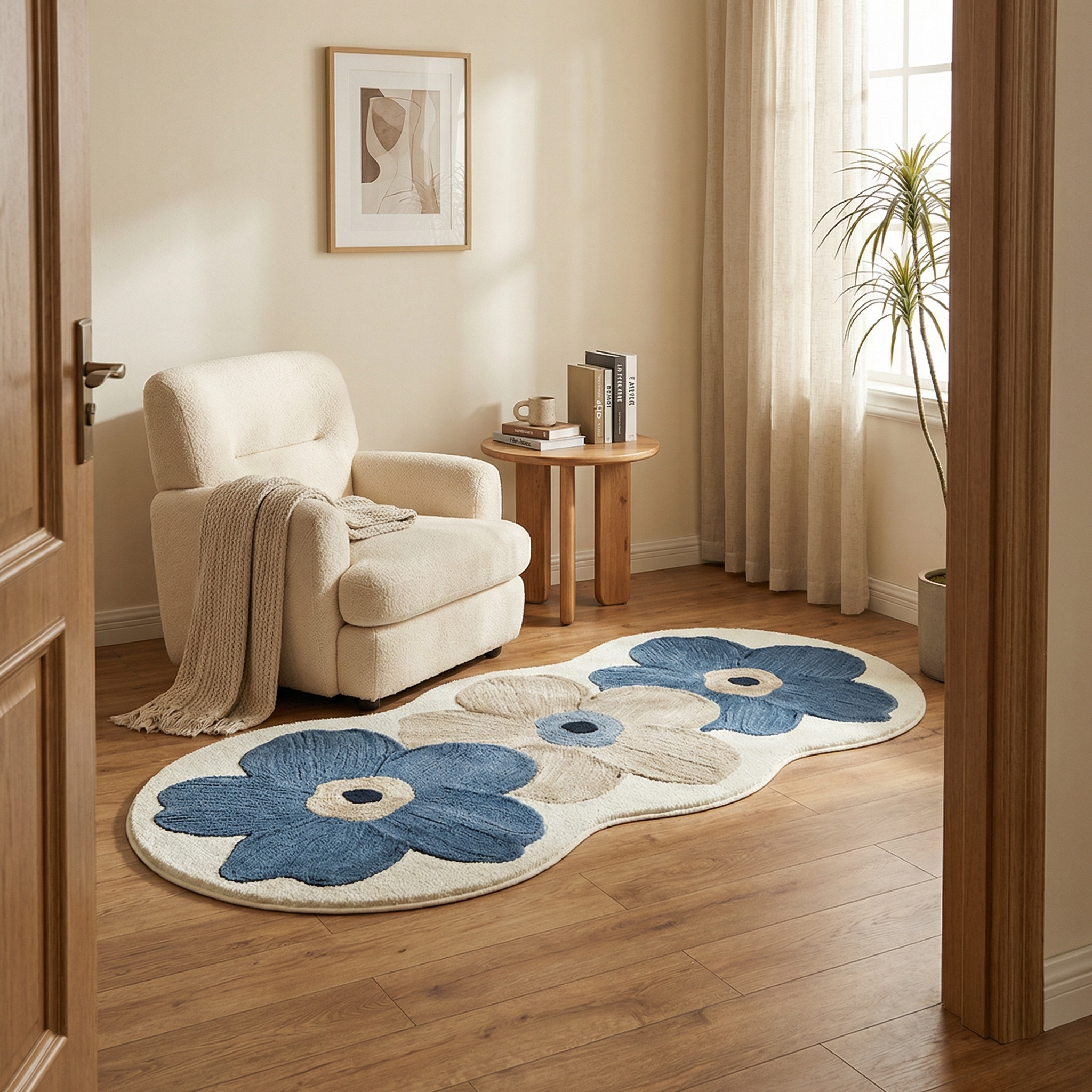 Bloomora – Sculpted Floral Accent Rug