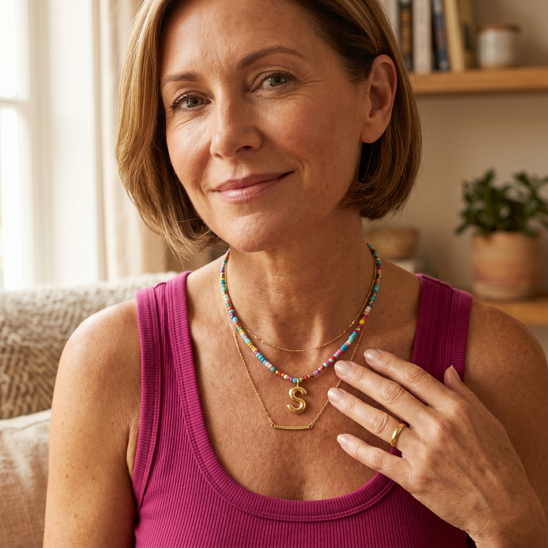 Liora – Colorful Beaded Initial Necklace