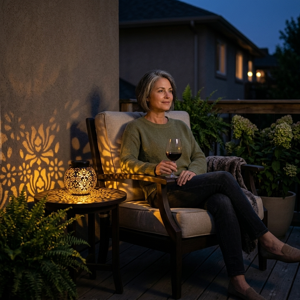 Lumivine – Solar Hanging Lantern with Floral Shadow Art