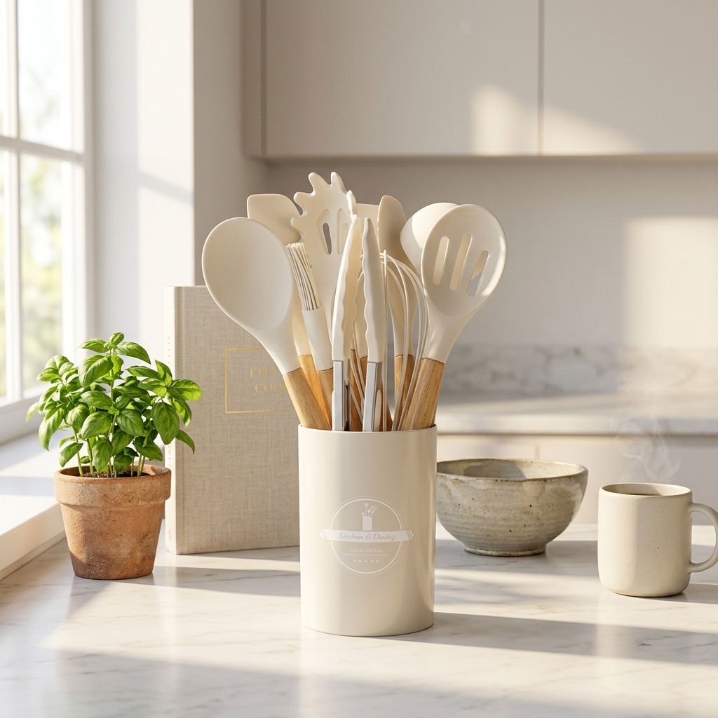 Culinara – 12 Piece Silicone Kitchen Set with Wooden Handles