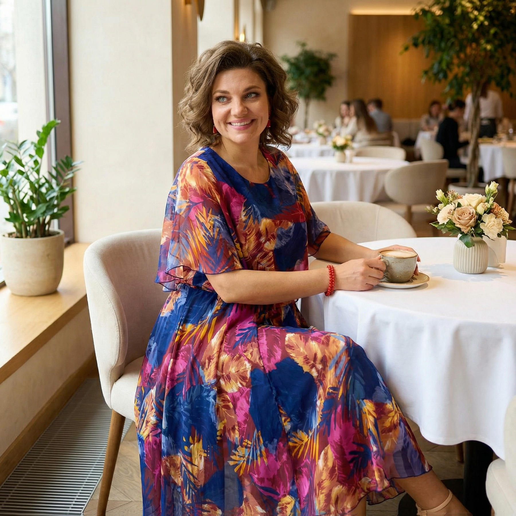 Floressa – Flowy Lined Chiffon Midi Dress