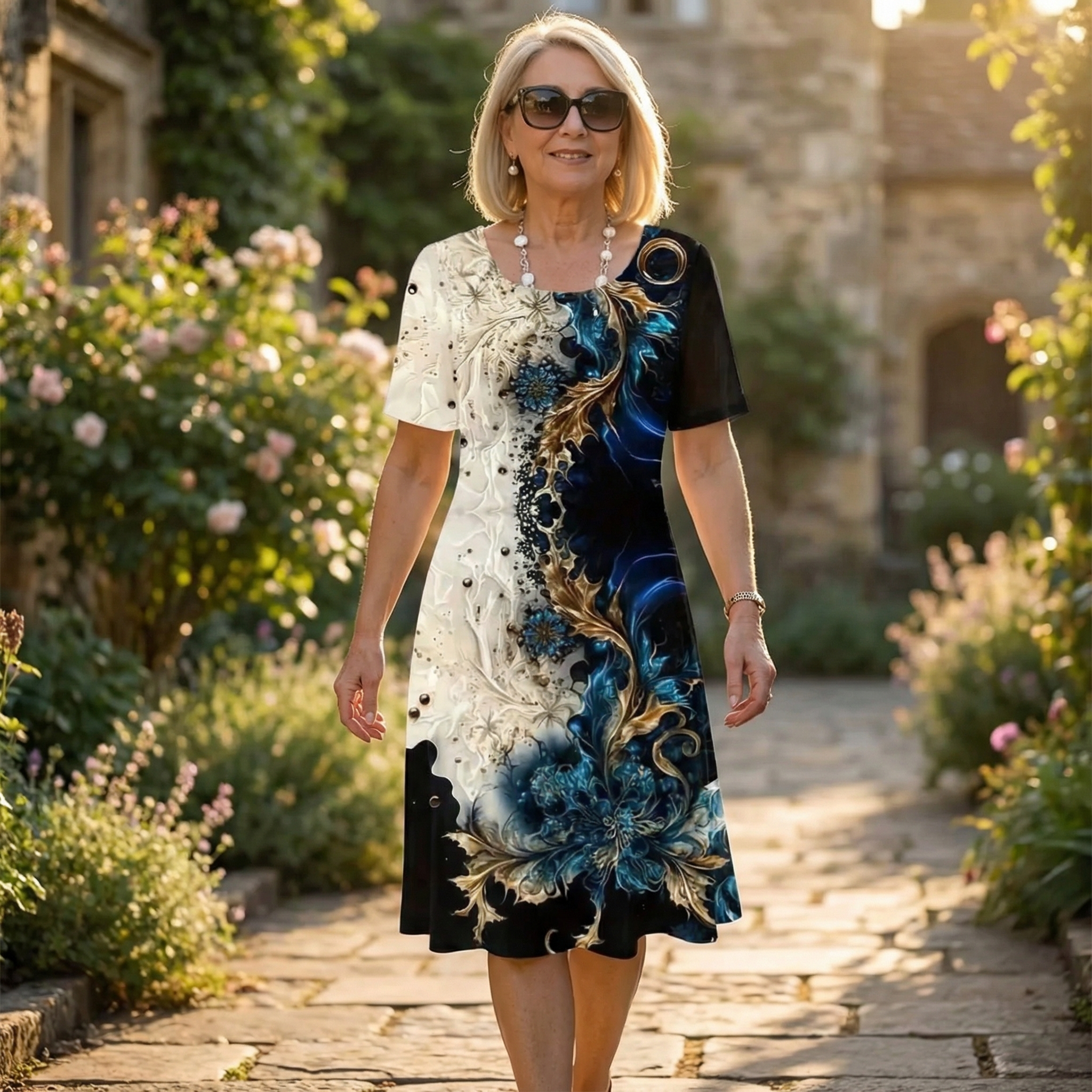 Floressa – 3D Floral A Line Summer Dress