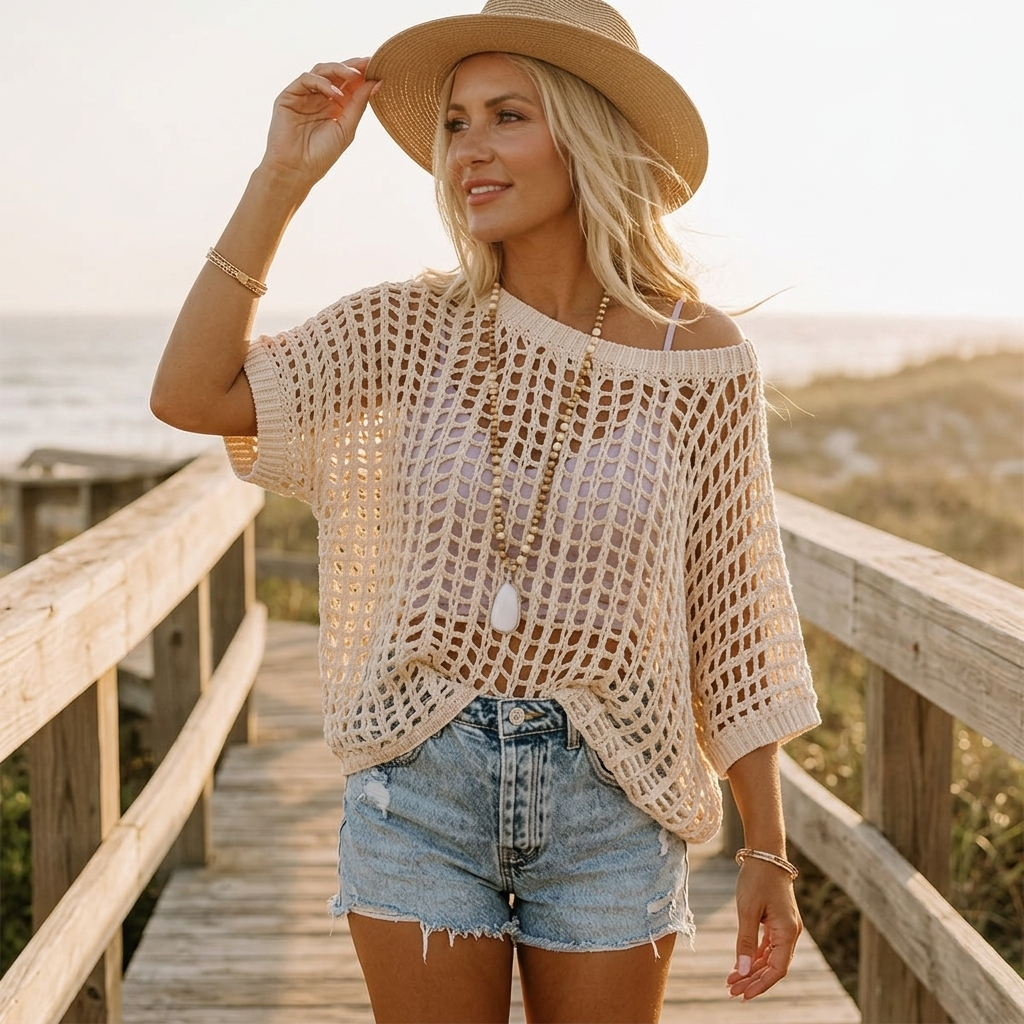Aerela – Breezy Open Weave Knit Top