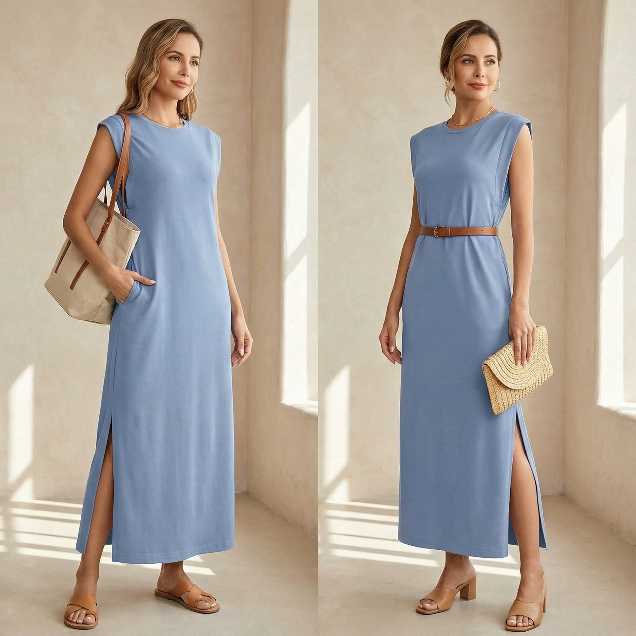 Ellara – Wrinkle Free Maxi Dress with Side Slit