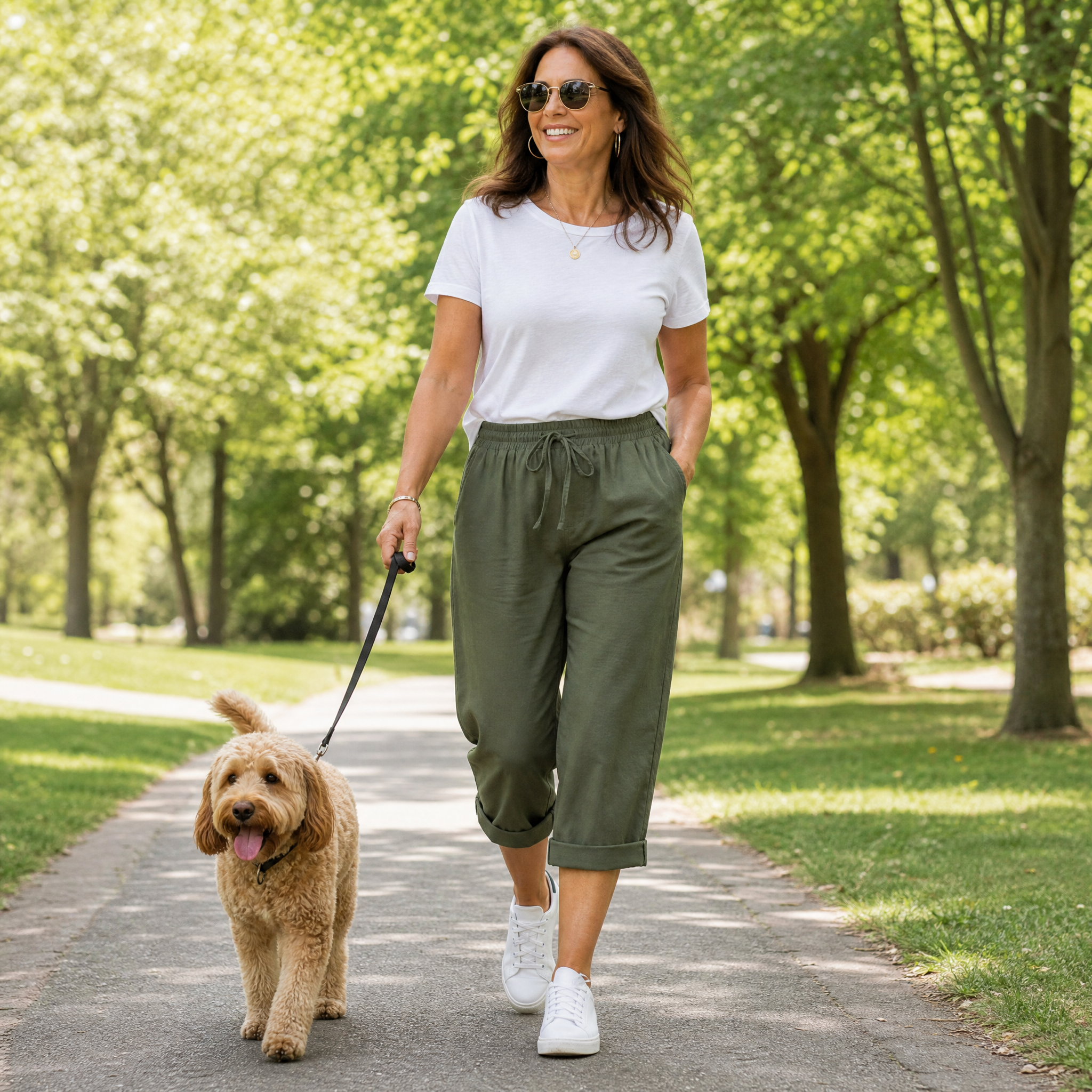 Brisella - Women's Breathable Cotton-Linen Capri Pants