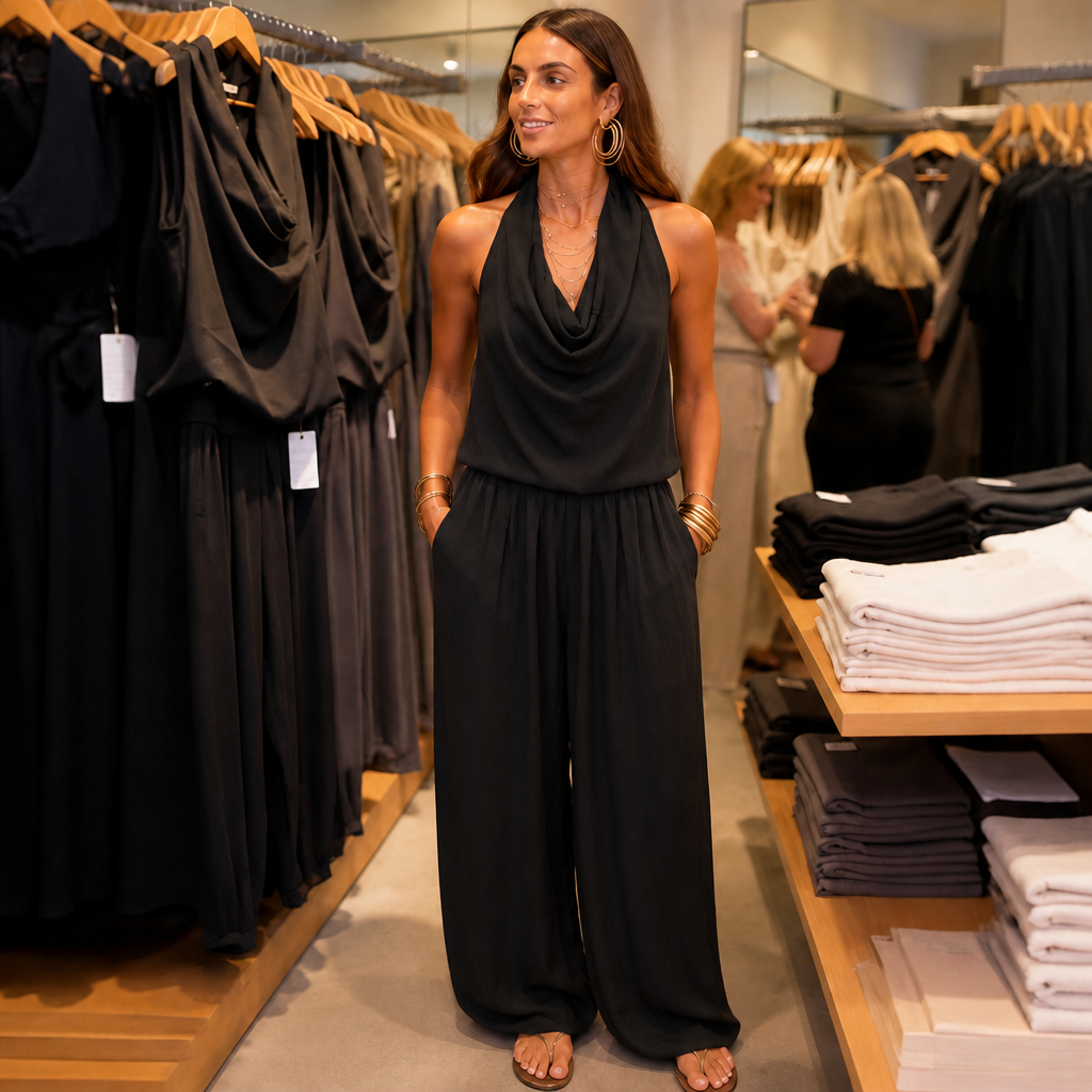 Draplyn – The Halter Jumpsuit That Skims, Not Swallows