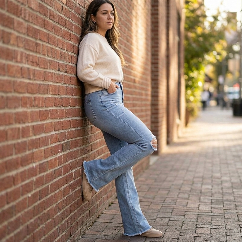 Denara – High Waist Ripped Flare Jeans