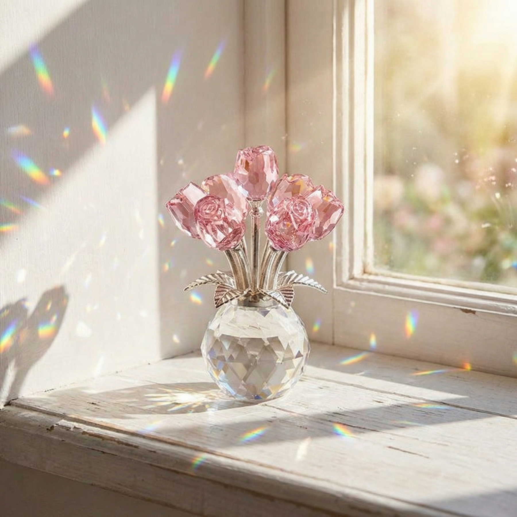 Lumirose – Crystal Rose Bouquet with Vase
