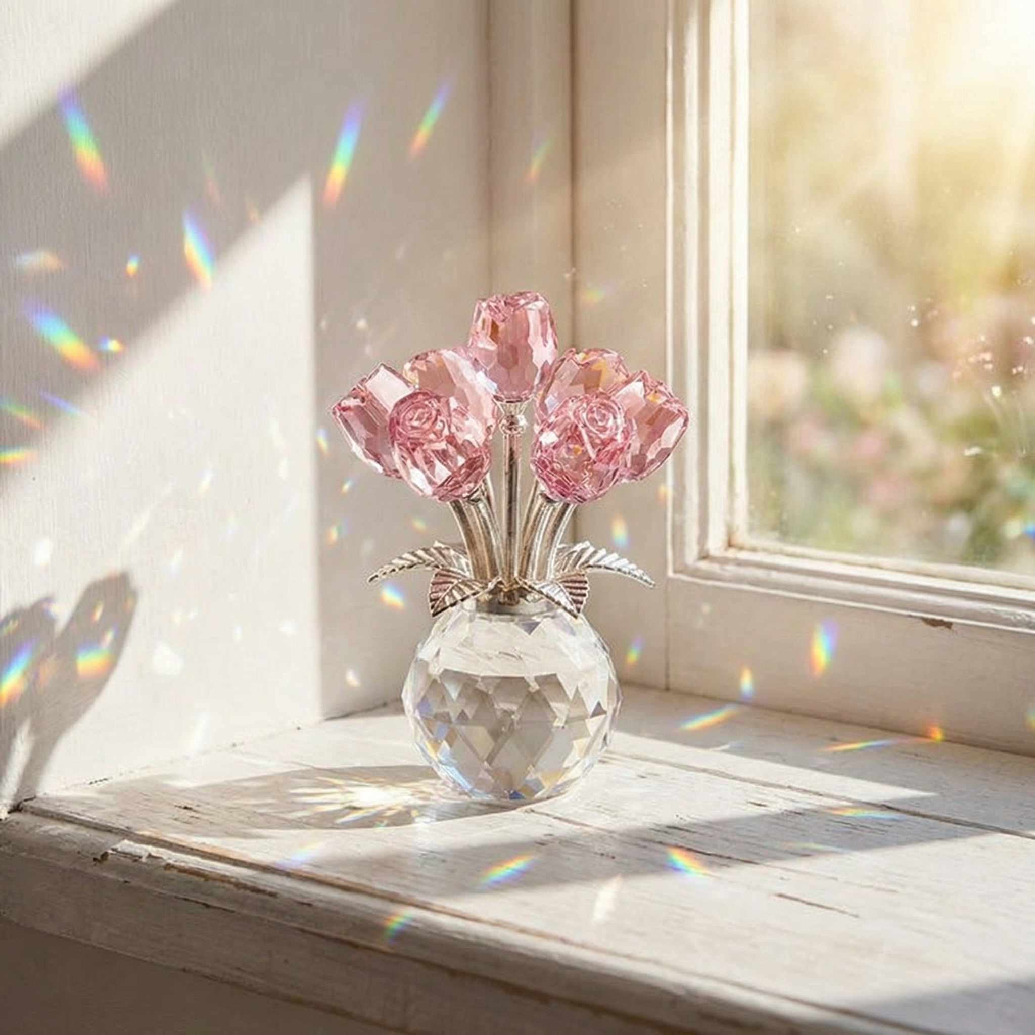 Lumirose – Crystal Rose Bouquet with Vase