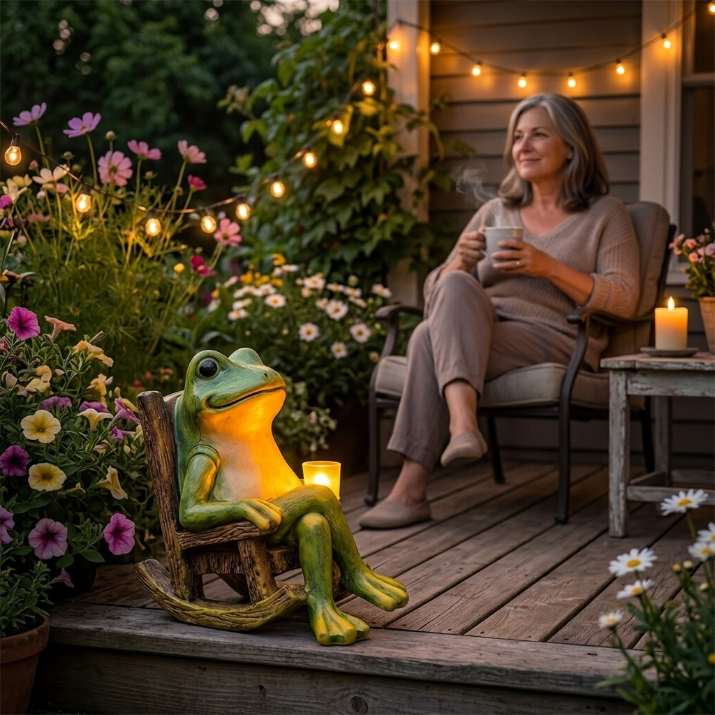 Glowfrog - Glowing Garden Frog in Rocking Chair