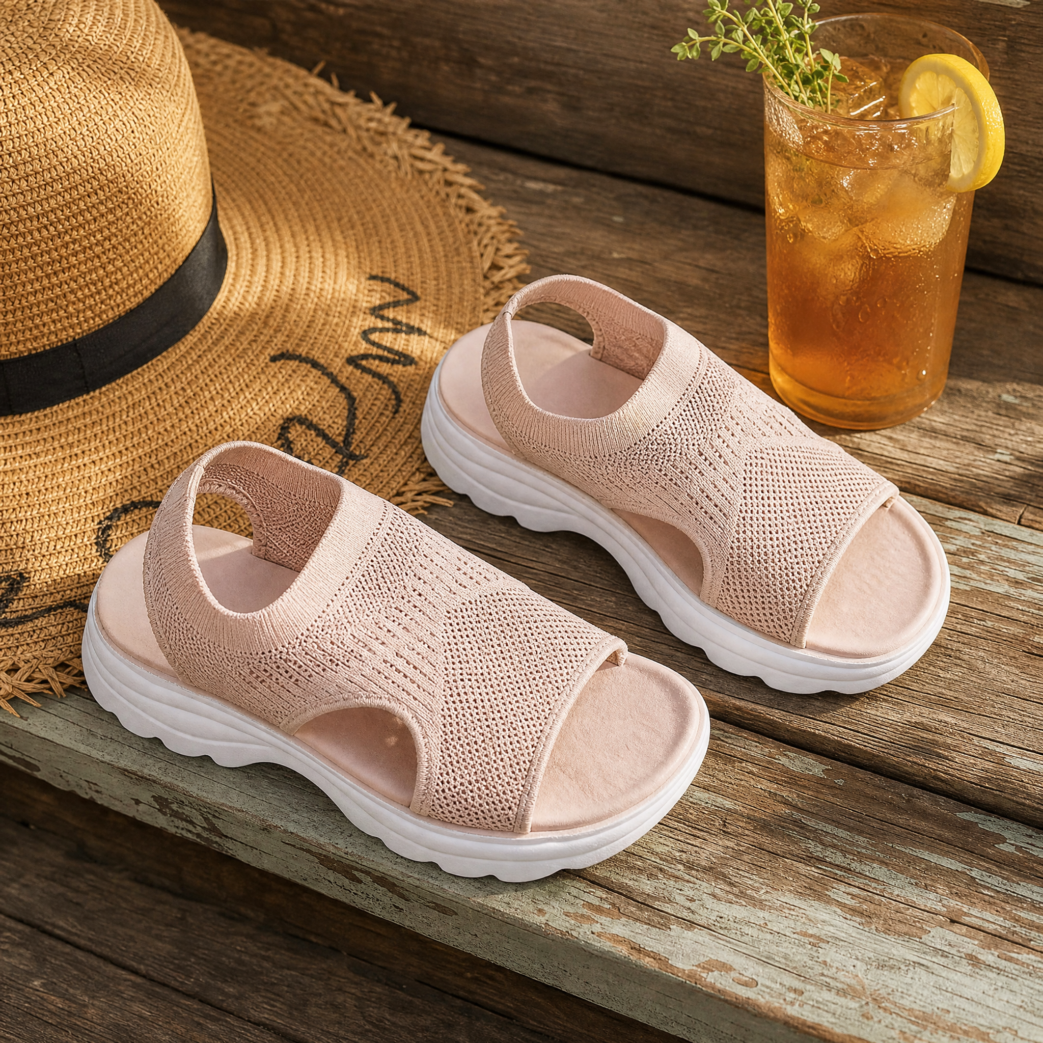Caluna – Cushioned Slip-On Platform Sandals