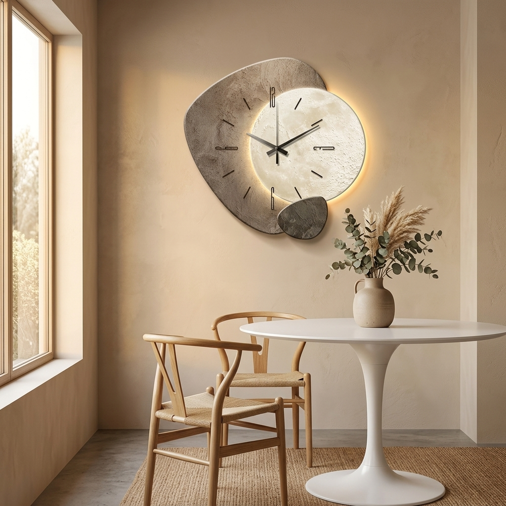 Lunara – Moon-Lit Wall Clock with Warm Backlight