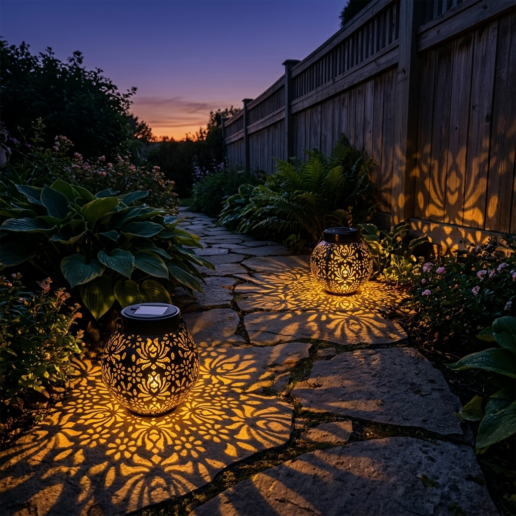 Lumivine – Solar Hanging Lantern with Floral Shadow Art