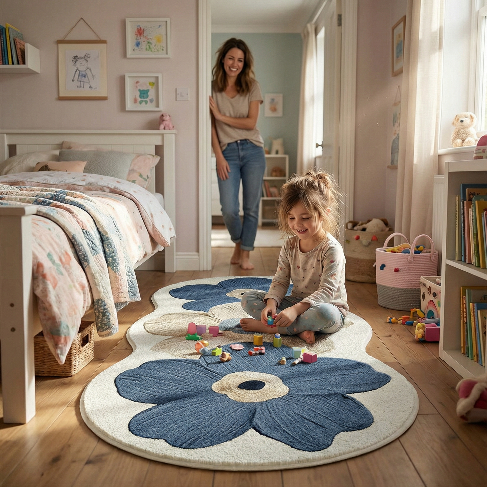 Bloomora – Sculpted Floral Accent Rug